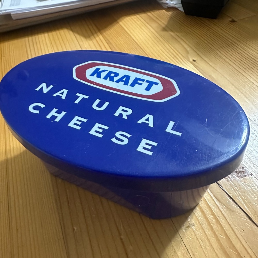 Kraft Natural Cheese Grater with Blue Storage Container and Lid Vintage Style